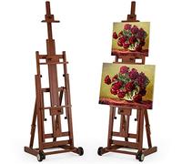 VISWIN Collapsible H-Frame Easel, Hold 1 or 2 Canvas up to 78", Tilting Flat & Adjustable Beech Wood Art Easel for Adults with Wheels, Large Artist Easel Stand for Painting - W