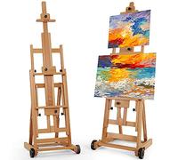 VISWIN Collapsible H-Frame Easel, Hold 1 or 2 Canvas up to 78", Tilting Flat & Adjustable Beech Wood Art Easel for Adults with Wheels, Large Artist Easel Stand for Painting - N