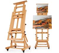 VISWIN Extra-Large Heavy-Duty H Frame Easel, Hold 1 or 2 Canvas up to 79", Tilts Flat & Movable Beech Wood Large Easel Stand for Painting, Adjustable Professional Floor Art Easel for Adults, Artists
