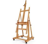 VISWIN Heavy-Duty H Frame Easel, Hold Canvas to 82", Tilts Flat, Adjustable Beech Wood Large Easel for Painting with Storage & 4 Wheels, Professional Floor Art Easel Stand for Adults, Artists - N