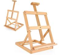 VISWIN Heavy-Duty H-Frame Tabletop Easel, Adjustable Beech Wood Table Top Easel for Painting Canvas, Hold Canvas up to 23”, Portable Art Desktop Easel Stand for Adults, Artists, Beginners - Natural