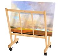 VISWIN Large Art Storage Rack with Casters - Wooden Drying & Display Rack for Canvas, Prints, Posters - Art Organizer for Shows, Studios & Galleries - Natural