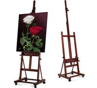 VISWIN Large H-Frame Easel for Painting 75"-146" H, Adjustable Beech Wood Artist Easel Stand with 4 Wheels, Storage Tray & Extended Mast, Hold Canvas up to 93", Large Art Floor Easel for Adults - W