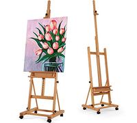 VISWIN Large H-Frame Easel for Painting 75"-146" H, Adjustable Beech Wood Artist Easel Stand with 4 Wheels, Storage Tray & Extended Mast, Hold Canvas up to 93", Large Art Floor Easel for Adults - N