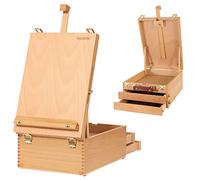 VISWIN Large Tabletop Easel Box with 3 Storage Drawers, Adjustable Portable Beech Wood Desktop Easel for Painting, Drawing, Plein-Air Art Sketchbox for Adults, Artists, Beginners, Hold Canvas to 25"