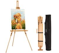 VISWIN Portable Easel for Painting with Bag, Tilting Flat & Adjustable Beech Wood Art Easel Stand, Holds Canvas up to 44", Tripod Field Easel for Adults, Artists, Beginners - Natural