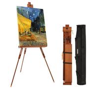 VISWIN Portable Easel for Painting with Bag, Tilting Flat & Adjustable Beech Wood Art Easel Stand, Holds Canvas up to 44", Tripod Field Easel for Adults, Artists, Beginners - Walnut