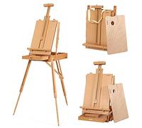 VISWIN Portable French Easel for Painting with Palette, Shoulder Strap & Storage, Adjustable Beech Wood Travel Art Easel Stand, Plein-Air Sketchebox Easel for Adults, Artists, Table Top & Floor Use