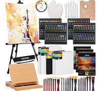 VISWIN Professional All-in-One Art Painting Kit with Aluminum & Beech Wood Easel, 96 Acrylic, Watercolor & Oil Paint Set, Canvas, Painting Set with Complete Art Supplies for Adults, Artists, Beginners