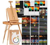 VISWIN Ptofessional All-in-One Art Painting Kit with Aluminum & Beech Wood French Easel, 96 Acrylic, Watercolor & Oil Paint Set, Canvases, Painting Set with Supplies for Adults, Artists, Beginners