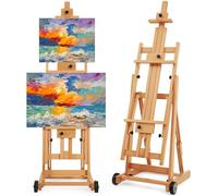 VISWIN Studio H-Frame Easel, Tilting Flat & Adjustable Beech Wood Art Easel for Painting, Movable Large Easel Stand for Adults, Artists, Hold 1 or 2 Canvas up to 78"