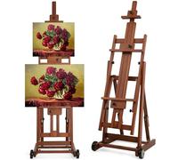 VISWIN Studio H-Frame Easel, Tilting Flat & Adjustable Beech Wood Art Easel for Painting, Movable Large Easel Stand for Adults, Artists, Hold 1 or 2 Canvas up to 78"