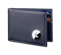 VISWORLD Men's Wallet with Airtag Holder, Bifold Full-Grain Leather Wallet for Apple Air Tag (1st & 2nd Generation), Slim Wallet for Men with RFID Blocking, 11 Card Slots, Chelsea Blue, Retro