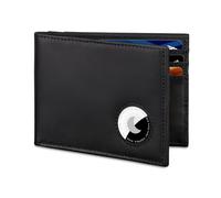 VISWORLD Men's Wallet with Airtag Holder, Bifold Full-Grain Leather Wallet for Apple Air Tag, Slim Wallet for Men with RFID Blocking, 11 Card Slots, Crazy Horse Black, Retro