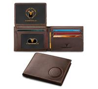 VISWORLD Men's Wallet with Airtag Holder, Full-Grain Leather Wallet for Apple Air Tag, Airtag Wallet Men with 2 ID Windows, 13 Card Slots, Retro Brown, Retro