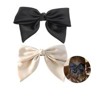 Visxcnu 2 Pieces Bow Hair Barrette Bows for Women French Hair Clip with Large Bow Hair Clip Hair Clip for Girls (Black+White)