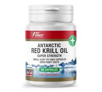 Vit Direct - Antarctic Red Krill Oil - 60 Omega 3 Capsules High Strength - Food Supplement - Small Sized - Easy to Take - Supports Heart Health, Brain Function & Joint Comfort