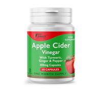 Vit Direct Apple Cider Vinegar Capsules, 60 Count, 400mg | with Turmeric, Ginger & Pepper, Daily Supplement, One Month Supply, Ideal for Gut Health & Digestion