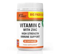 Vit Direct - Vitamin C with Zinc - High Strength - 90 Vegan Capsules - Supports Muscle Growth - Reduces Tiredness & Fatigue - VIT C & Zinc Daily Supplements - Long-Term Support