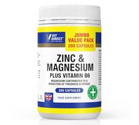 Vit Direct - Zinc and Magnesium Supplements with Vitamin B6 - Jumbo Pack - 200 Capsules - Supports Energy, Reduces Tiredness & Fatigue - Promotes Healthy Hair, Nails, Skin & Bones