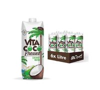 Vita Coco Pressed Coconut Water Multipack 1 Litre x 6, Coconut Taste, Packed With Electrolytes, Gluten Free, Full of Vitamin C and Potassium,