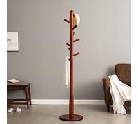 VITA FELICE Classic Wooden Coat Rack, Clothes Stand, Hat Handbag Hanger Different Height for 9 Hooks, Sturdy Freestanding Coat Rack for Clothes/Bags/Hats for Home/Office (Brown-C)