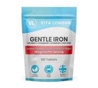 Vita London Gentle Iron Tablets 14mg, 120 Pack | With vitamin C, B12 & folic acid, gentle iron bisglycinate, energy support, vegan, UK made, for women & men