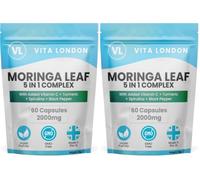 Vita London Moringa Leaf 5 in 1 Complex 2000mg, 60 Capsules (Pack of 2)