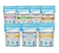 Vita London Super 7 Vitamin Bundle - 7 High Strength Supplements: Ashwagandha KSM-66, Magnesium Glycinate, Lion's Mane, Vitamin C & Zinc, D3 + K2, Turmeric & Ginger, Biotin Complex - Made in UK