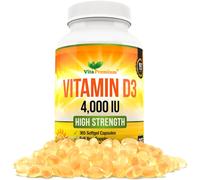 Vita Premium Vitamin D 4,000 IU Softgels Maximum Strength Vitamin D3 Supplement 365 Easy to Swallow Tablets - Full Year Supply
