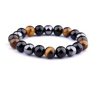 Vita Sharks Triple Protection Power Bracelet: Tiger Eye, Hematite & Obsidian | 100% Natural Gemstone | Reiki Charged | For Focus, Strength & Grounding