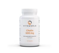 Vita World Choline 600mg 60 Capsules Vegan Free from Additives Natural, High Bioavailability 600mg Per Daily Dose Made in Germany