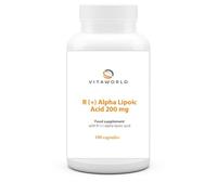 Vita World R (+) Alpha Lipoic Acid 200 mg l 100 Capsules l Vegan l high Dosage l bioactive Form l no unwanted substances Added