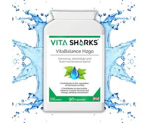 VitaBalance H2go 90 Water Balance Capsules | Hydration Support Electrolyte Blend | Natural, Vegan, Antioxidant | Fluid & Hormonal Maintenance with Magnesium, Vitamin B6 & NO Caffeine