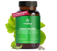 Vitabay Ginkgo Biloba 6000mg - 180 Ginkgo Capsules Vegan - Capsules with 24% Flavones & 6% Lactones - Laboratory Tested