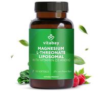 Vitabay Magnesium-L-Threonate 2000mg - Laboratory Tested | 120 Vegan Liposomal Magnesium L Threonate 2000mg Softgels - Highly Dosed Softgels with Vitamin D3 Cholecalciferol (1000 IU)