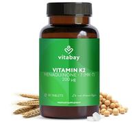 Vitabay Vitamin K2 MK-7 High Strength 200 µg - 90 Vegan Tablets - for Bones & Blood Clotting - MK7 All-Trans Microencapsulated - Lab Tested in Germany - 3 Month Supply