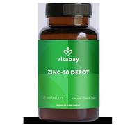 Vitabay Zinc Supplements 50mg - 500 Vegan and Highly-dosed Zinc Gluconate Tablets - Zinc Tablets with Time-Release Effect - Laboratory Tested