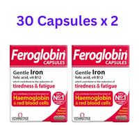 Vitabiotics Feroglobin Capsules 30-count Vit B12 Iron Supplement Slow Release uk