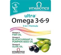 Vitabiotics Ultra Omega 3-6-9 Nutritional Supplements Capsules from Fish Oil Olive Oil Pumpkin Seed and Blackcurrant Oil