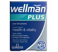 Vitabiotics Wellman Plus: Dual Pack Omega 3-6-9 Capsules x 28 & Micronutrient Tablets x 28