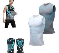 Vitaboost Compression Shirt,2024 New Version Ionic Shaping Sleeveless Vest,Mens Sleeveless Compression Tank Top,Sleeveless Sports Bottoming Shirt for Men to Build a Perfect Body (White+grey, 3XL)