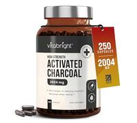 VitaBright Activated Charcoal Tablets for Stomach Wind | 2004mg | 250 Capsules | Activated Charcoal Powder in Easy-Open Veggie Capsules | Debloating Tablets - Reduce Flatulence