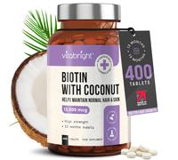 VitaBright Biotin Hair Growth Vitamins | 12000mcg | 400 D-Biotin Tablets with Coconut | Vegan Hair Vitamins for Women and Men | High