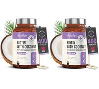 VitaBright Biotin Hair Growth Vitamins | 12000mcg | 400 D-Biotin Tablets with Coconut | Vegan Hair Vitamins for Women and Men | High Strength | Vitamin B7 (Pack of 2)