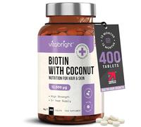 VitaBright Biotin Hair Growth Vitamins | 12000mcg | 400 D-Biotin Tablets with Coconut | Vegan Hair Vitamins for Women and Men | High Strength | Vitamin B7