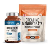 VitaBright Creatine Monohydrate Powder & Magnesium Glycinate Complex Bundle | Micronised Creatine Powder 400g (114 Servings) + Magnesium Glycinate 6-in-1 Capsules 120 Count | Food Supplement for Adult
