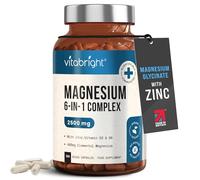 Vitabright Magnesium 6 in 1 Complex | 2500mg | 120 Capsules | 485mg Elemental Magnesium | Supplements for Women & Men | Chelated Glycinate and Citrate, Malate, Taurate with Zinc, Vitamin D & B6