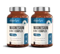 VitaBright Magnesium Glycinate Complex 6-in-1 | 2500mg~485mg Elemental | 120 Caps | Citrate & Glycinate Tablets & Zinc, Vitamins B6 & D | High Strength Magnesium Supplements For Women and Men | 2 Pack