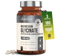 VitaBright Magnesium Glycinate | 180 Capsules | 2 A Day | 1500mg Mag Bisglycinate | 300mg Elemental Mag | High Strength Magnesium Supplements for Women - Men - Adults